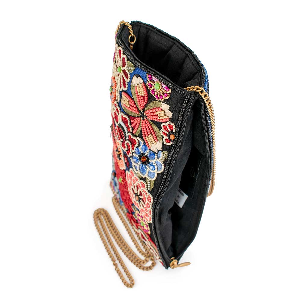 Mary Frances Ambrosia Floral Beaded Flowers Crossbody Phone Bag