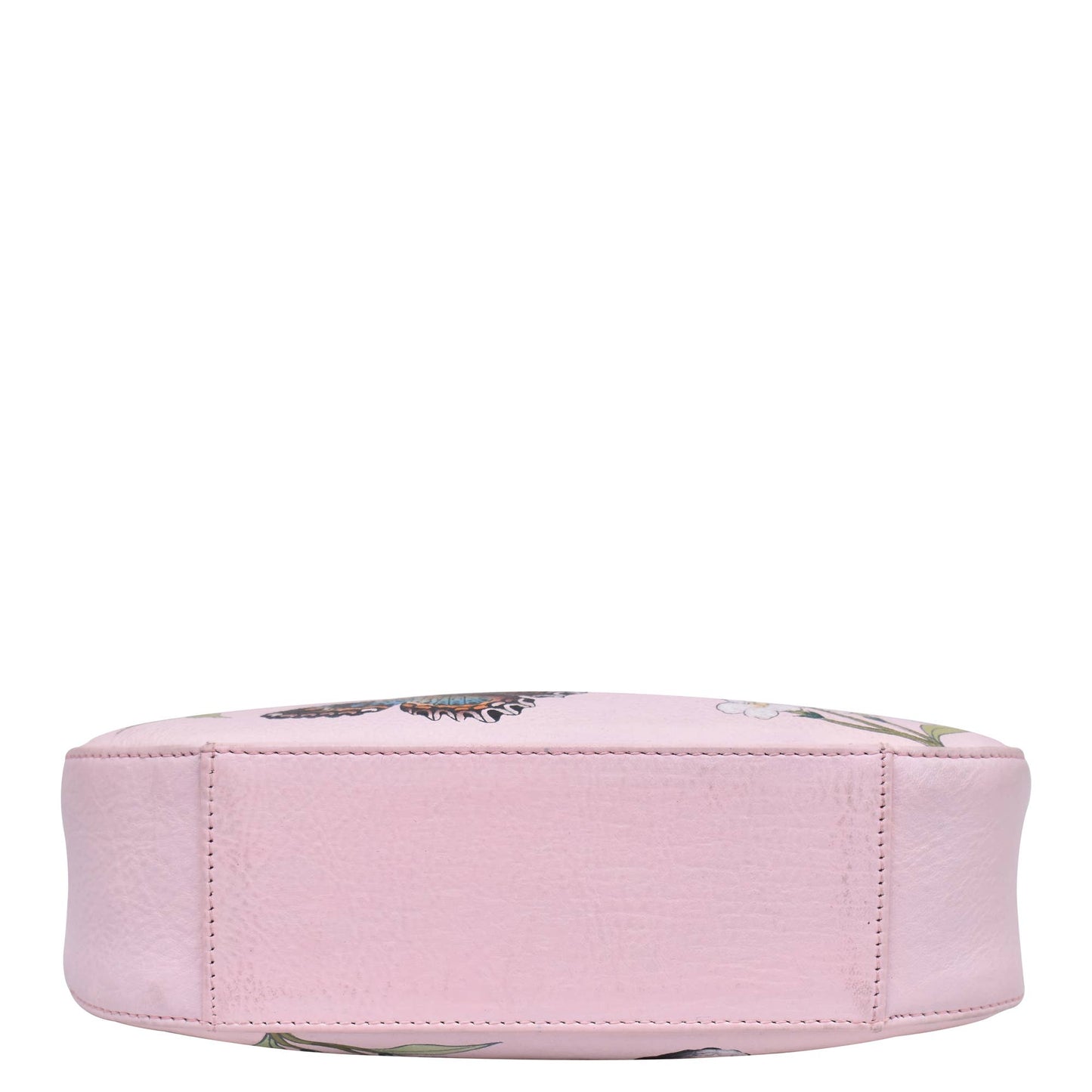 Anuschka Hand-Painted Leather Small Convertible Hobo - 701-dusty pink with butterfly