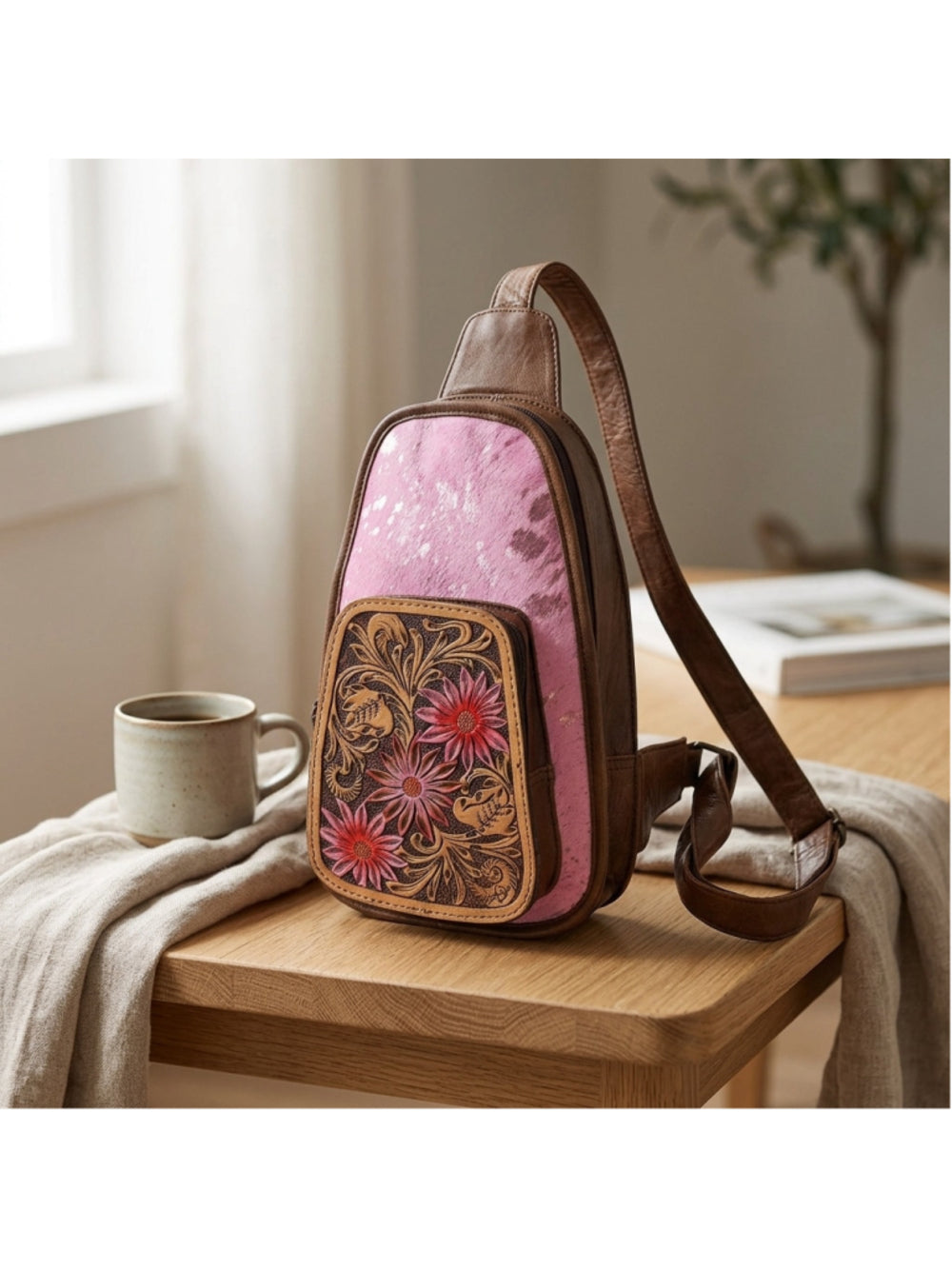 American Darling Pink Bloom Splash Crossbody Sling Bag