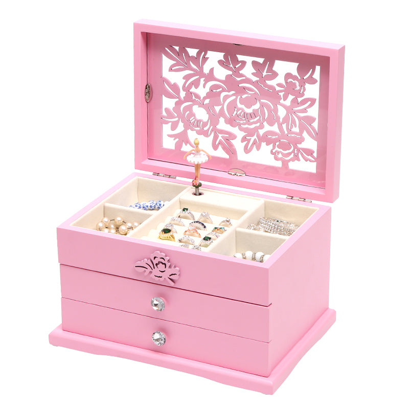 Vintage inspired Wooden Music Jewelry Box with ballerina