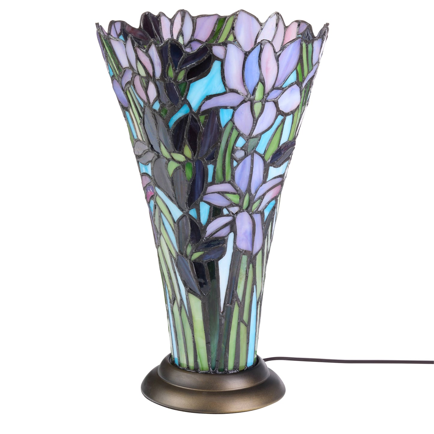 13.5"H Tiffany-Style Floral Vase Stained Glass Table Lamp