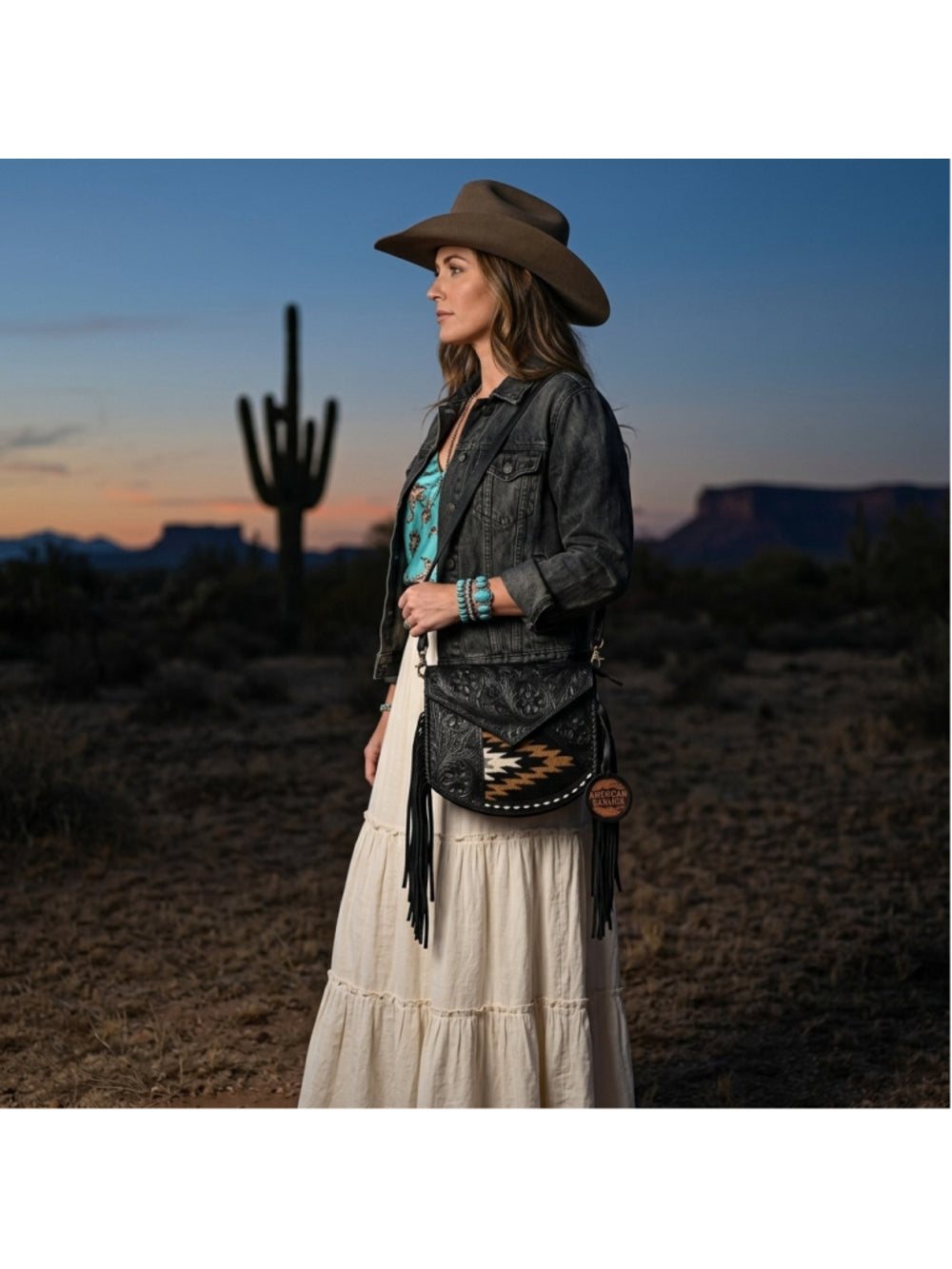 American Darling Desert Darkness Tooled Crossbody Bag