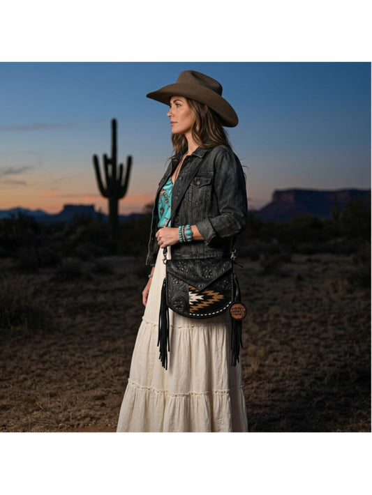 American Darling Desert Darkness Tooled Crossbody Bag