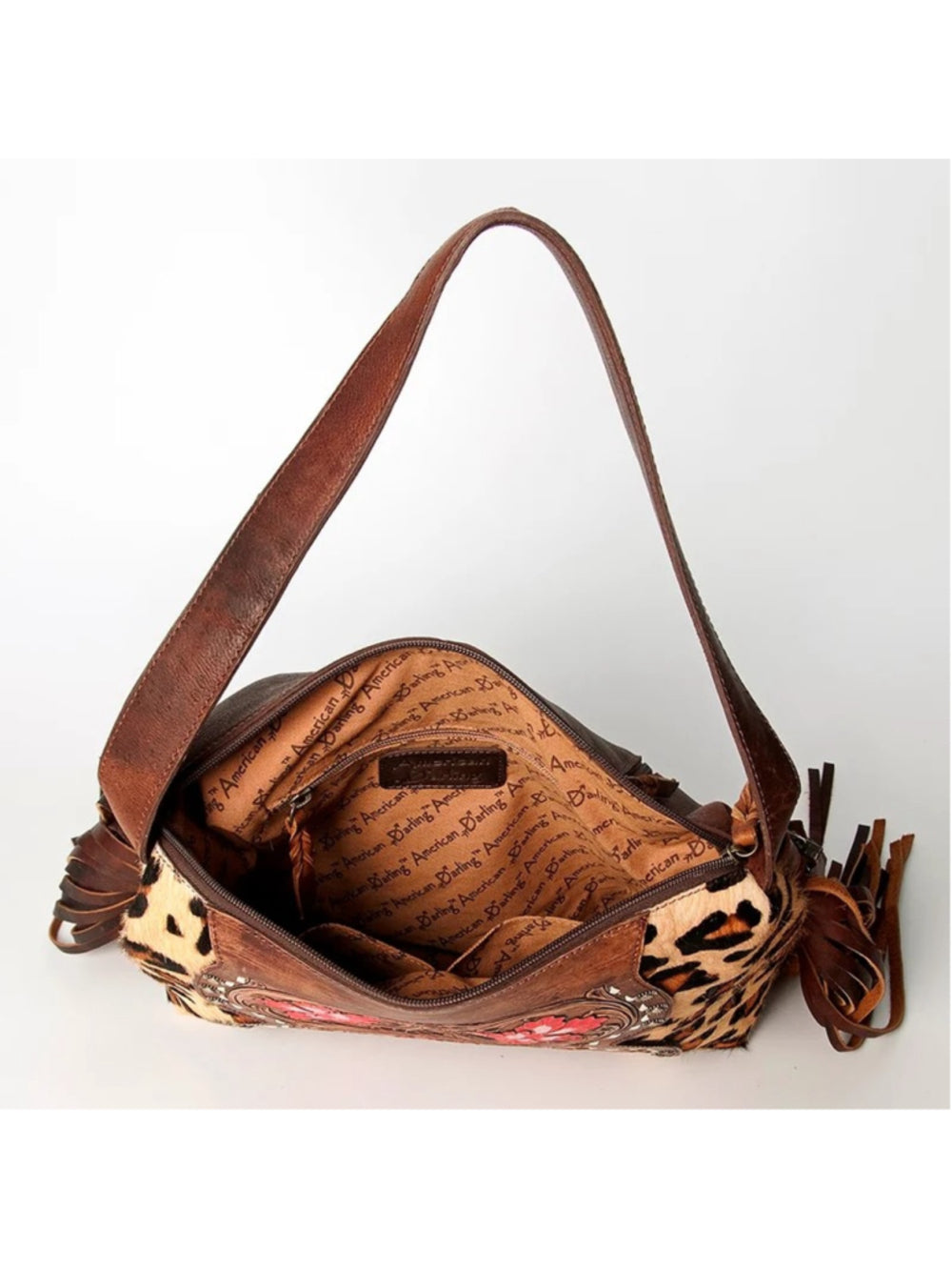 American Darling Wild Cat flower Western Leather Convertible Crossbody