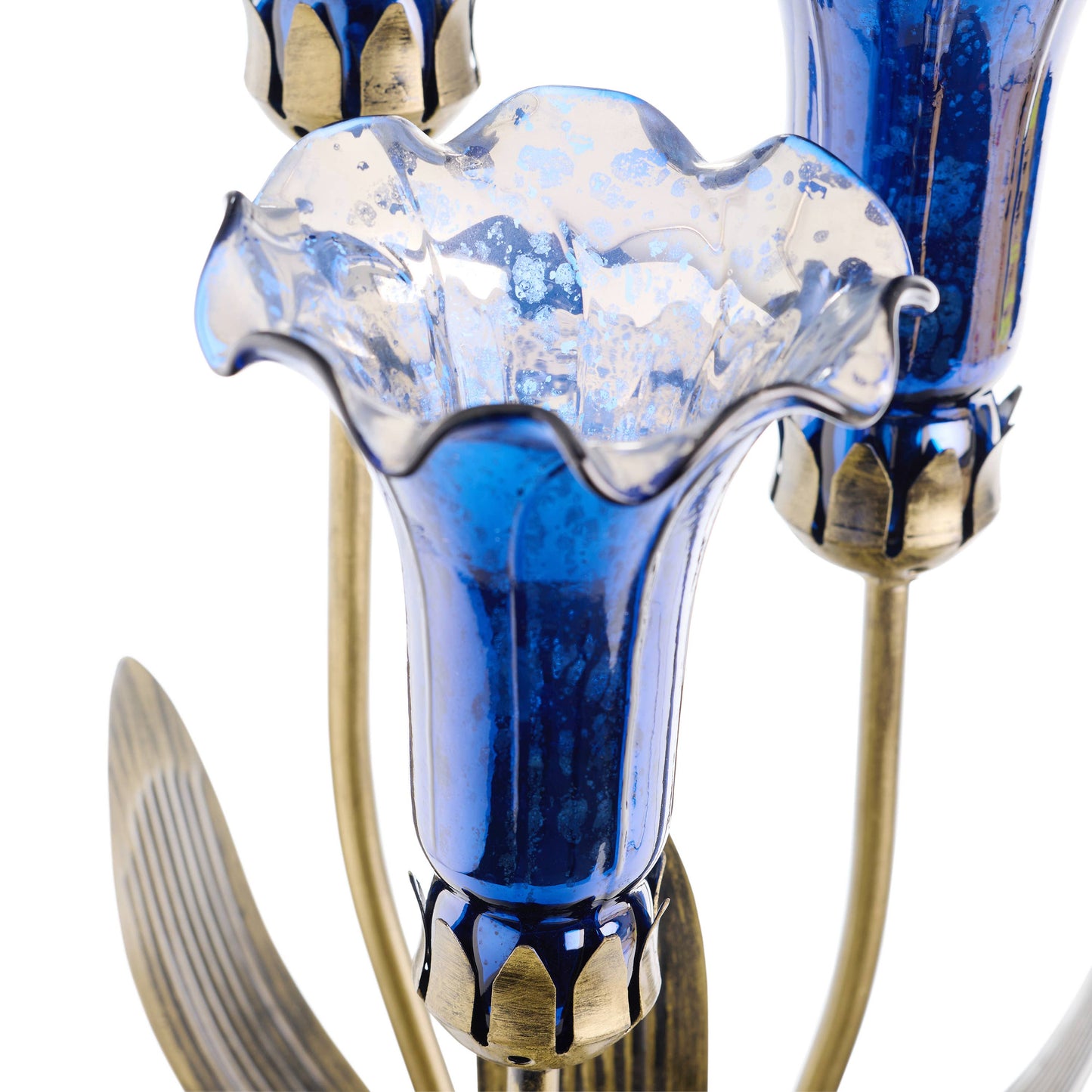 21"H Blue Mercury Glass 3 Lily Uplight Table Lamp