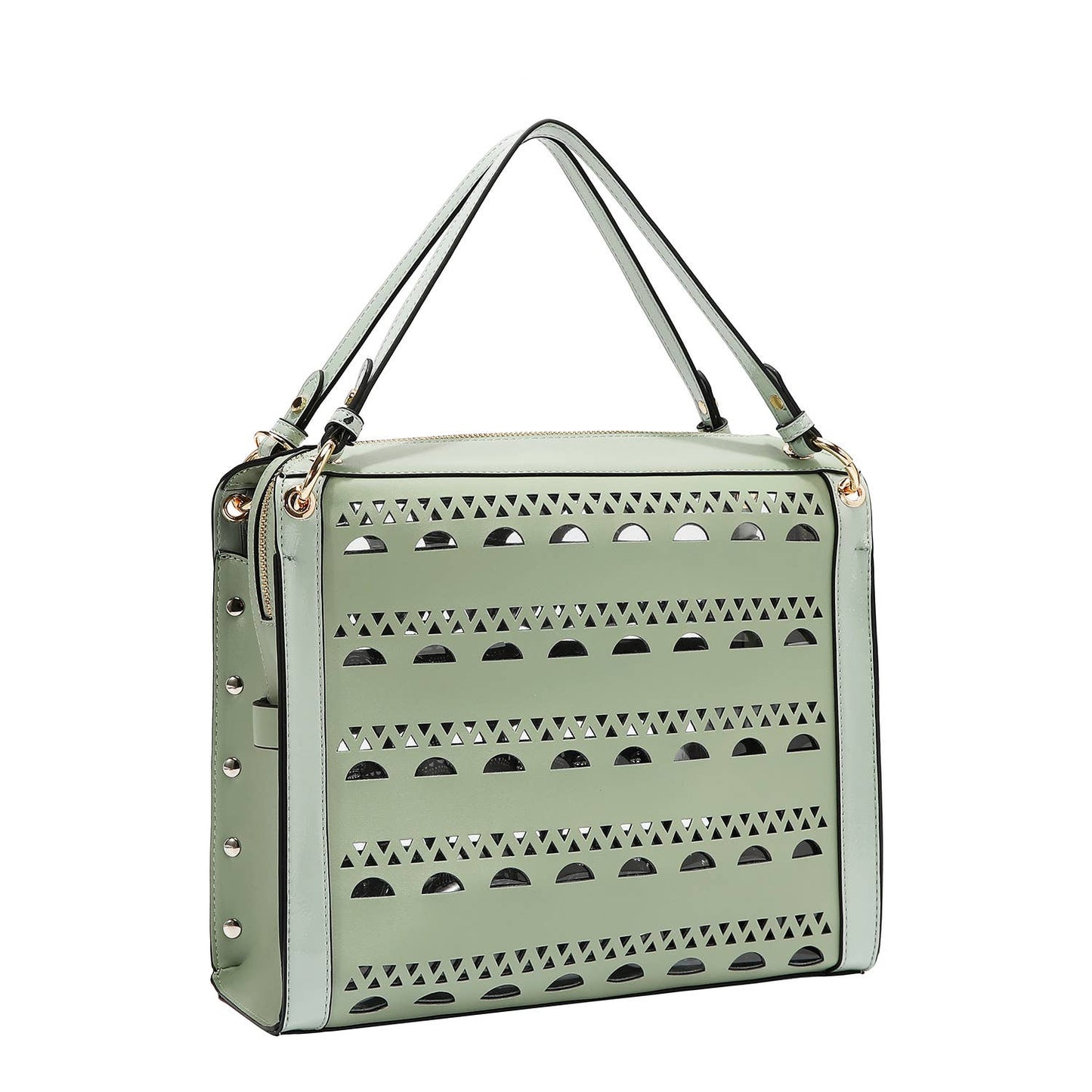 SILVER POP STUD SATCHEL BAG