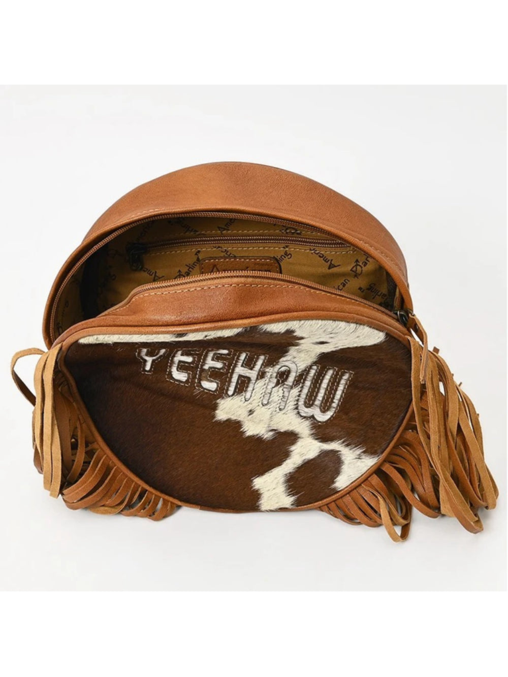 American Darling Yeehaw Cowgirl Fringe Round Backpack Bag