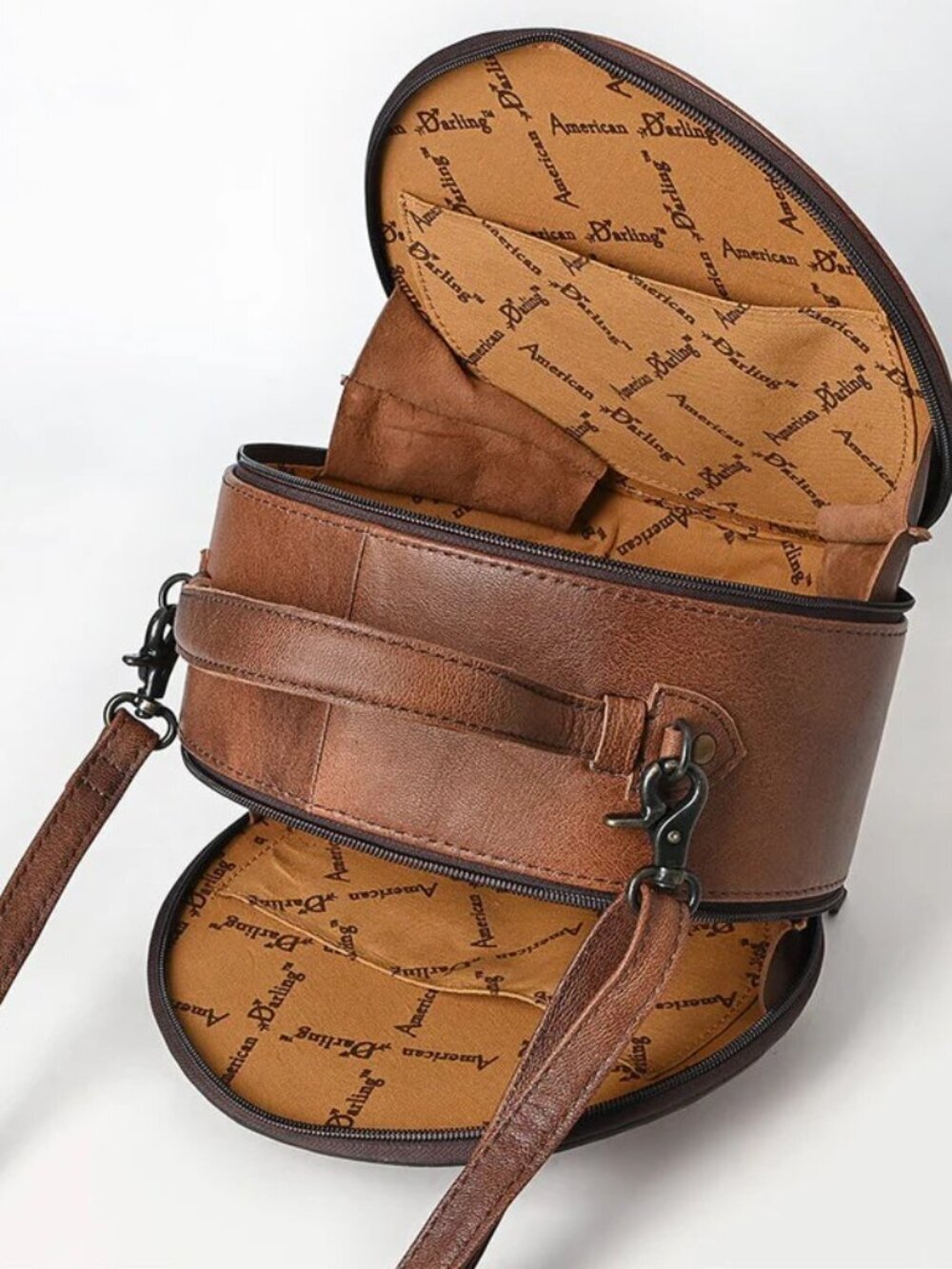American Darling Boho Feather Head Dress Round Crossbody Canteen Bag