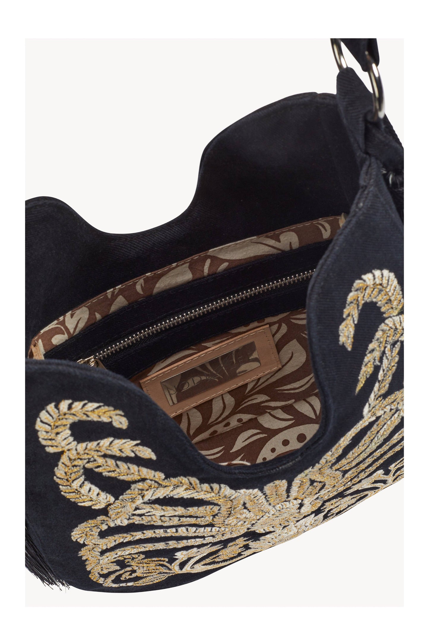 Mini Lyrebird Tassel Bag Black Denim