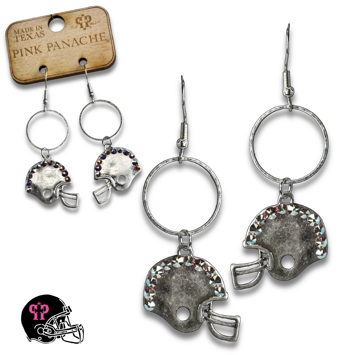 Football helmet Game Day earring with Austrian crystals - LC