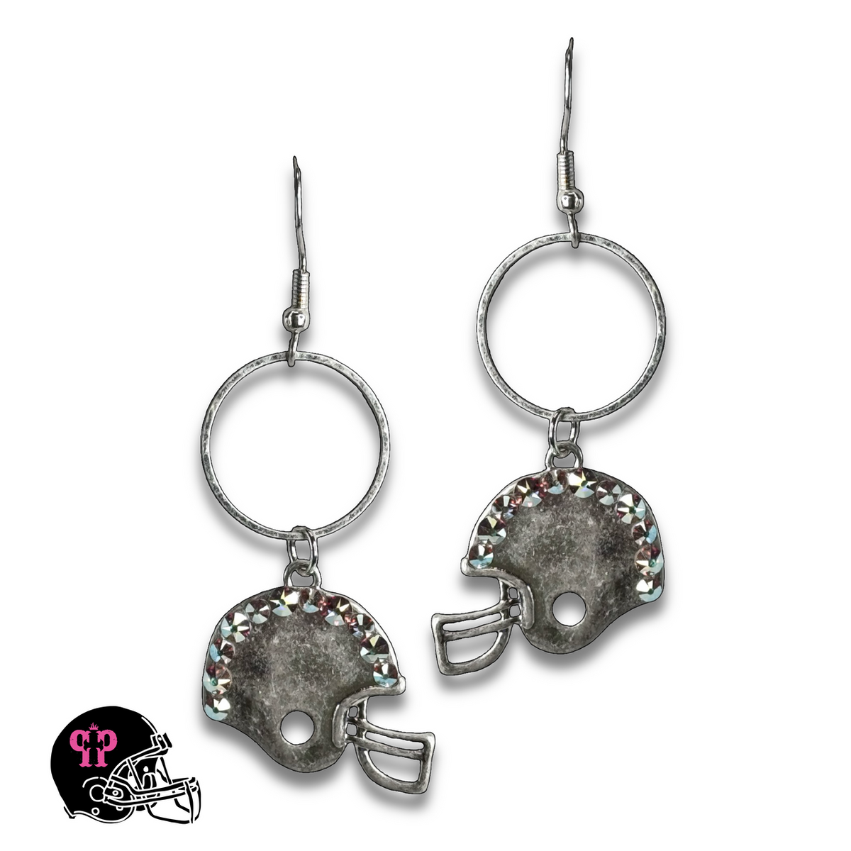 Football helmet Game Day earring with Austrian crystals - LC