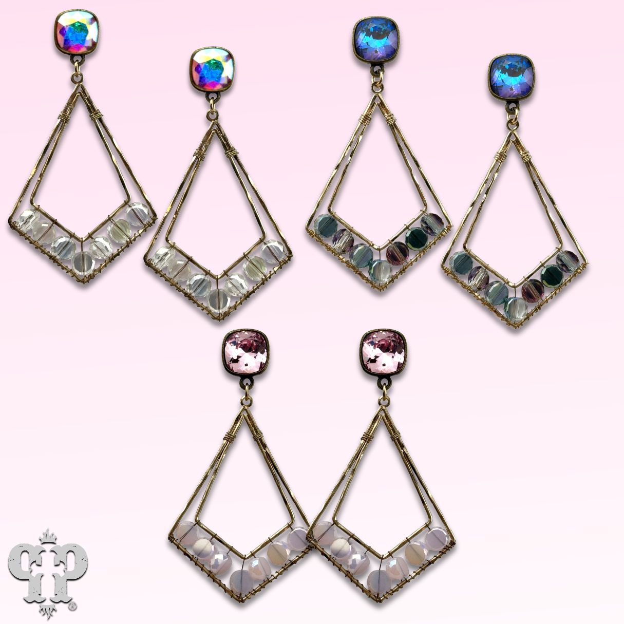 Pointed teardrop earring, Austrian crystal - LC