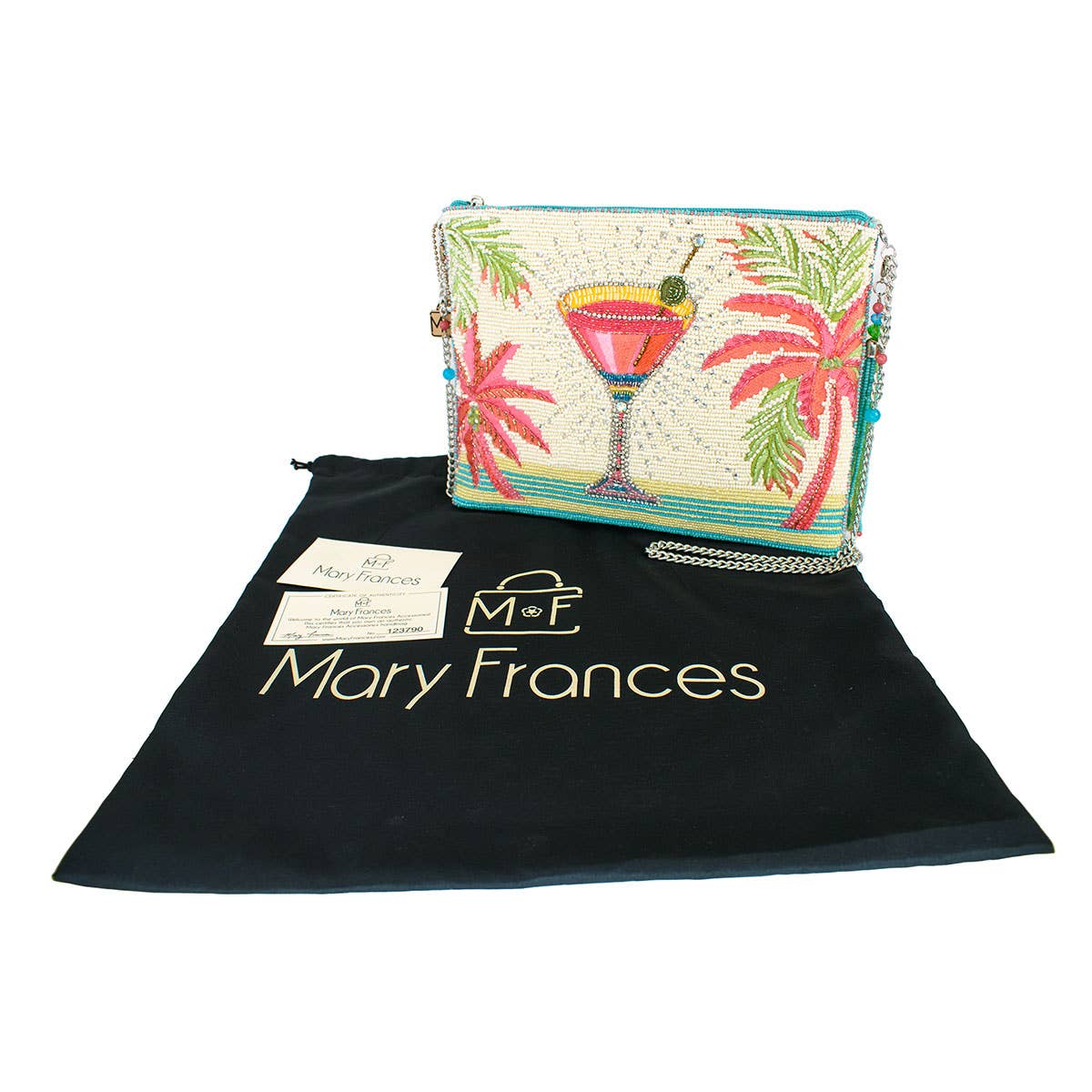 Palm Paradise Beaded Cocktail Crossbody Handbag