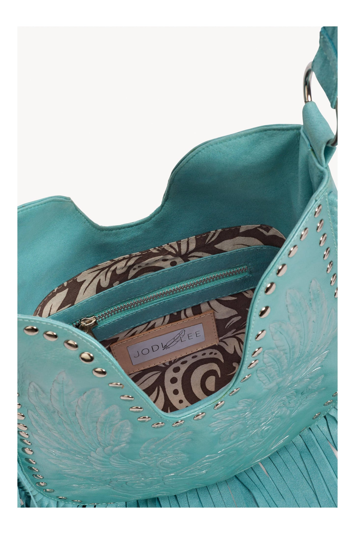 Owl Rose Fringe Bag Pale Blue/Silver