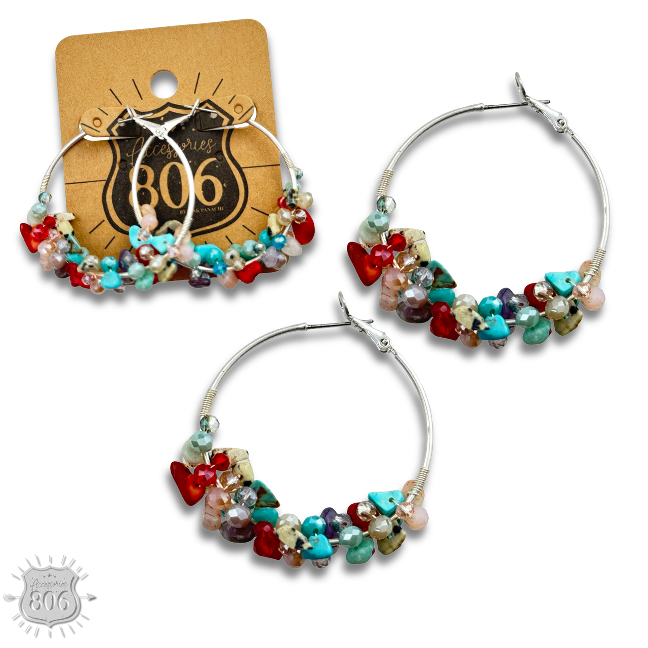 Stone chip hoop earring, last call
