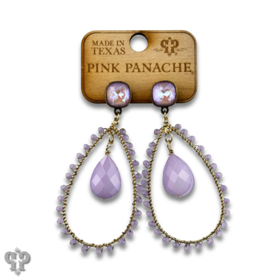 Faceted bead teardrop charm earring with Austrian crystal