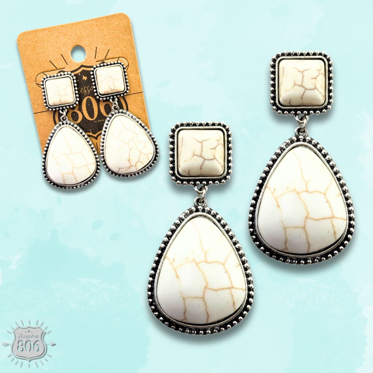 White stone teardrop earring Last Call