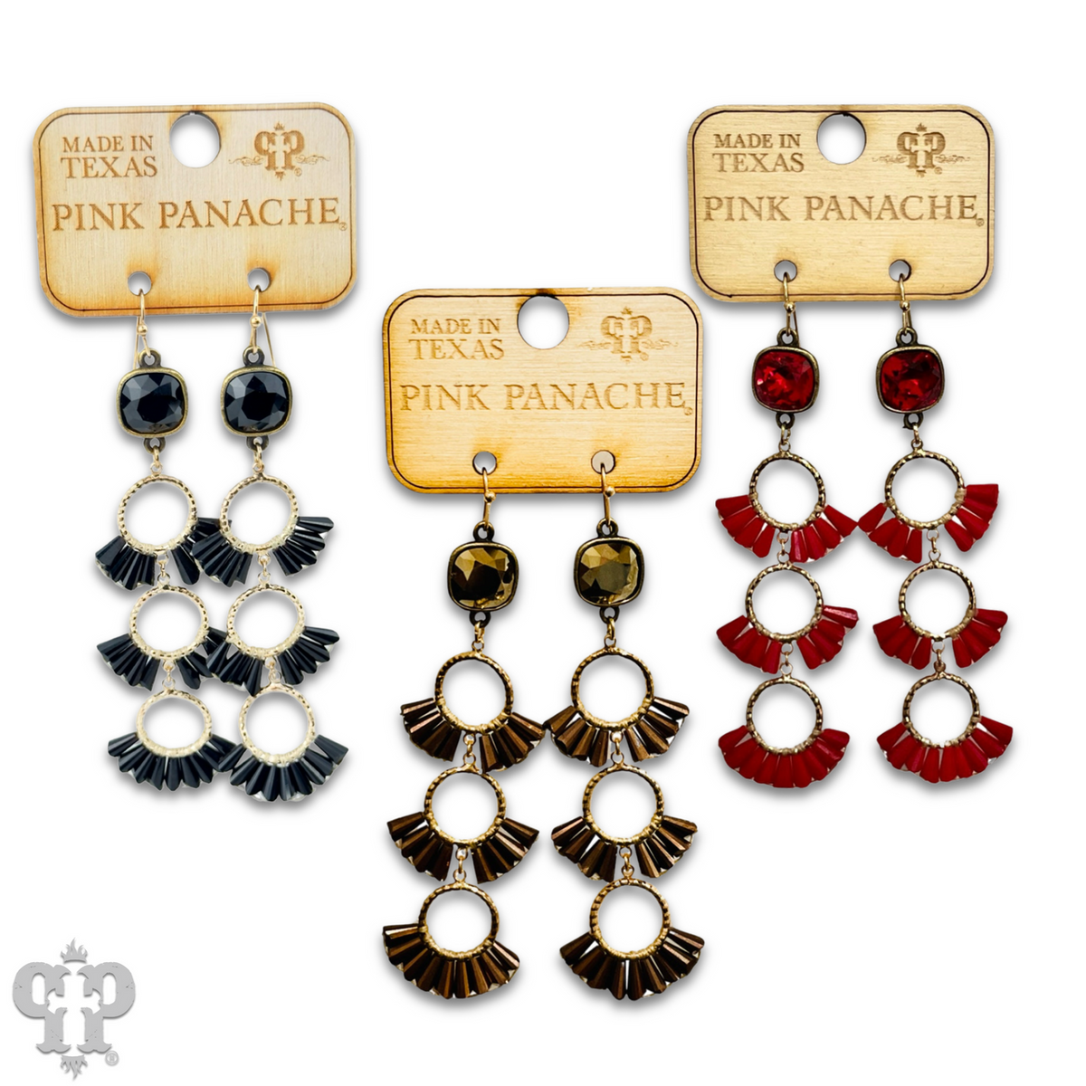 Triple fluted bead earring, Austrian crystal - LC