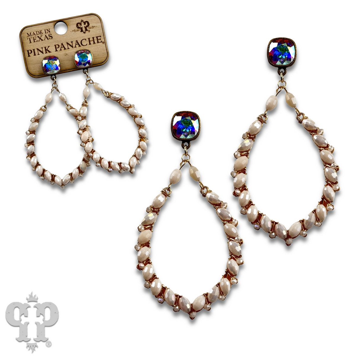 Bicone bead teardrop earring with Austrian crystal