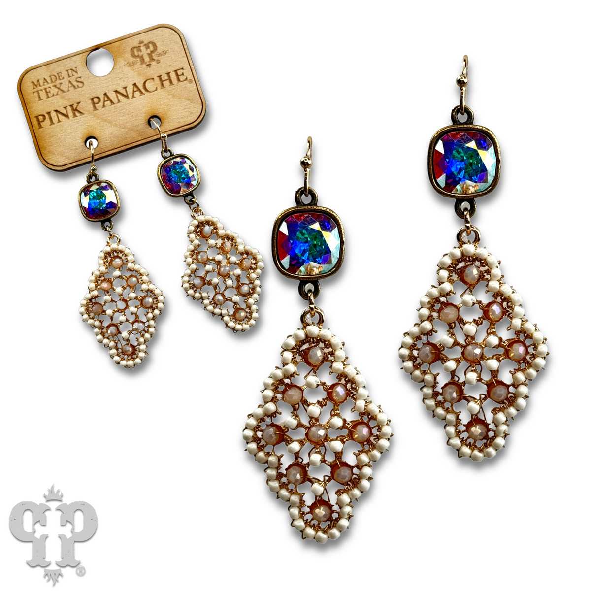 Rounded diamond shape earring with Austrian crystal