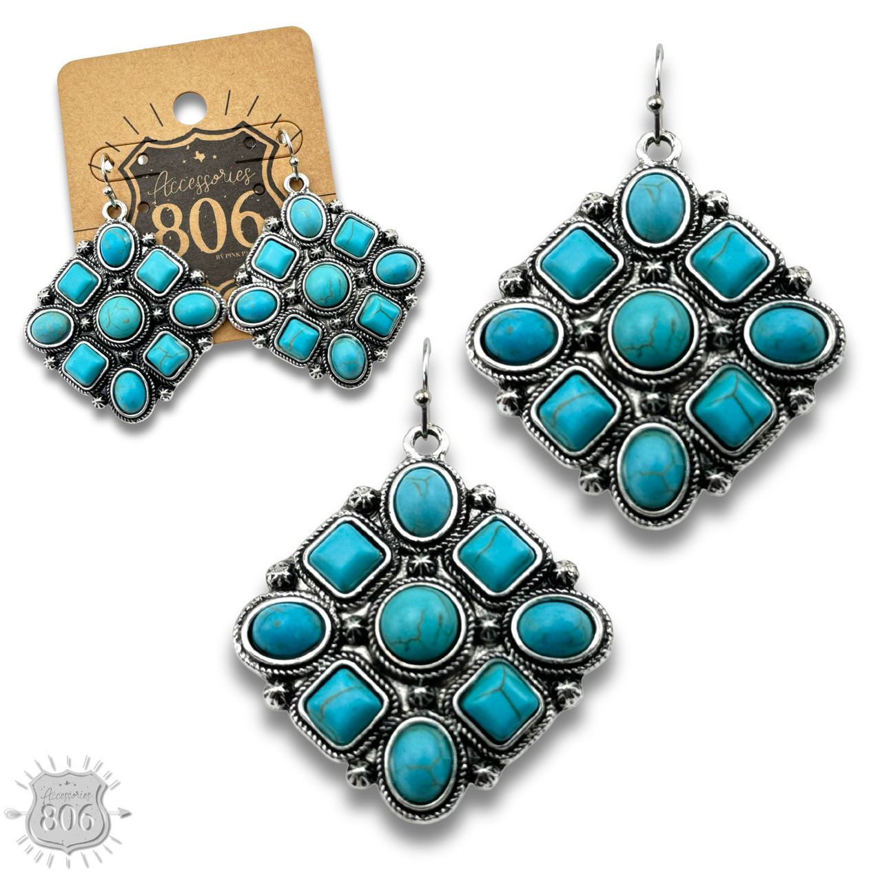 Diamond shape stone earring - LC