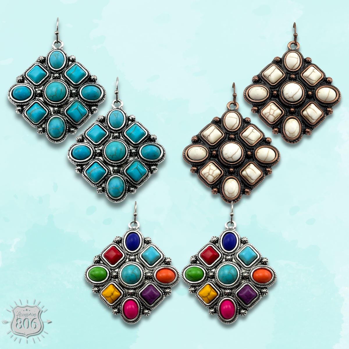 Diamond shape stone earring - LC