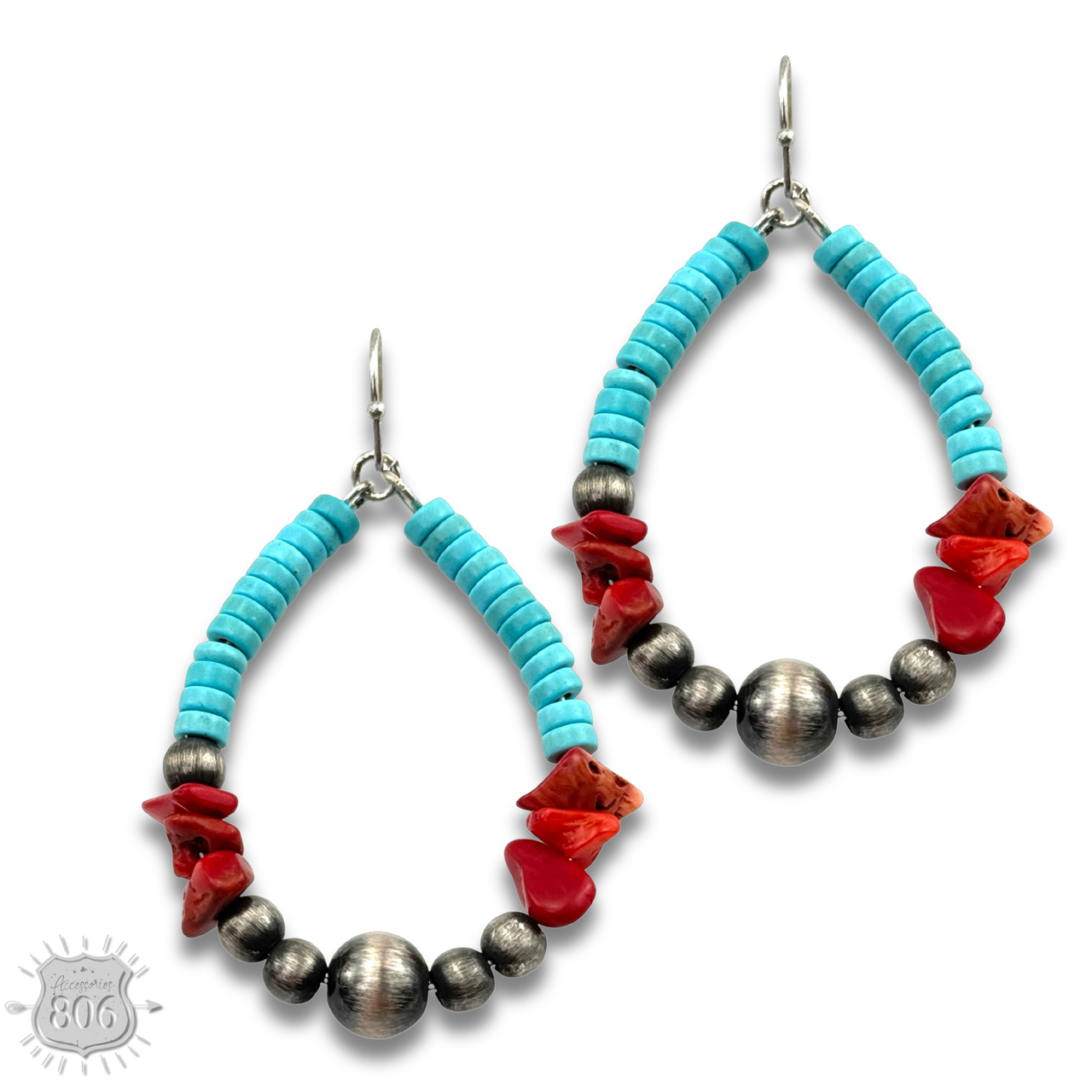 Stone chip teardrop earring