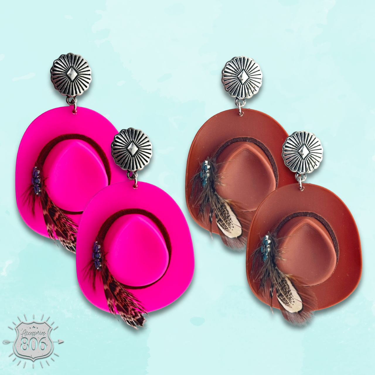 Acrylic cowboy hat earring - LC