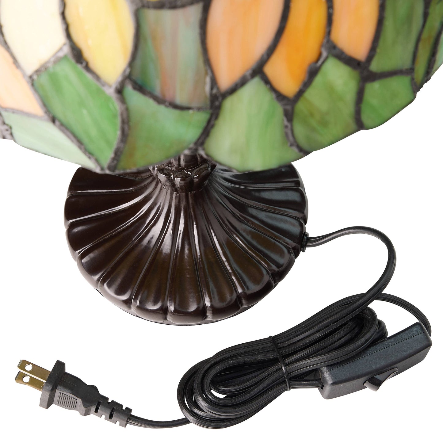 16.5"H Sunflowers Stained Glass Candlestick Table Lamp
