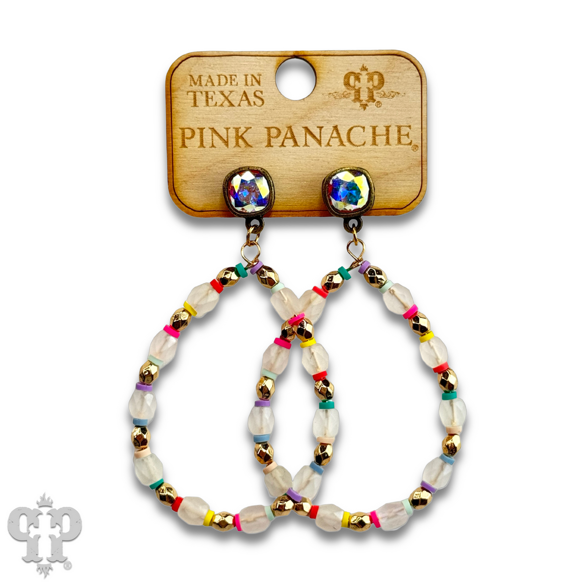 Multi-color and barrel bead earring with Austrian crystal