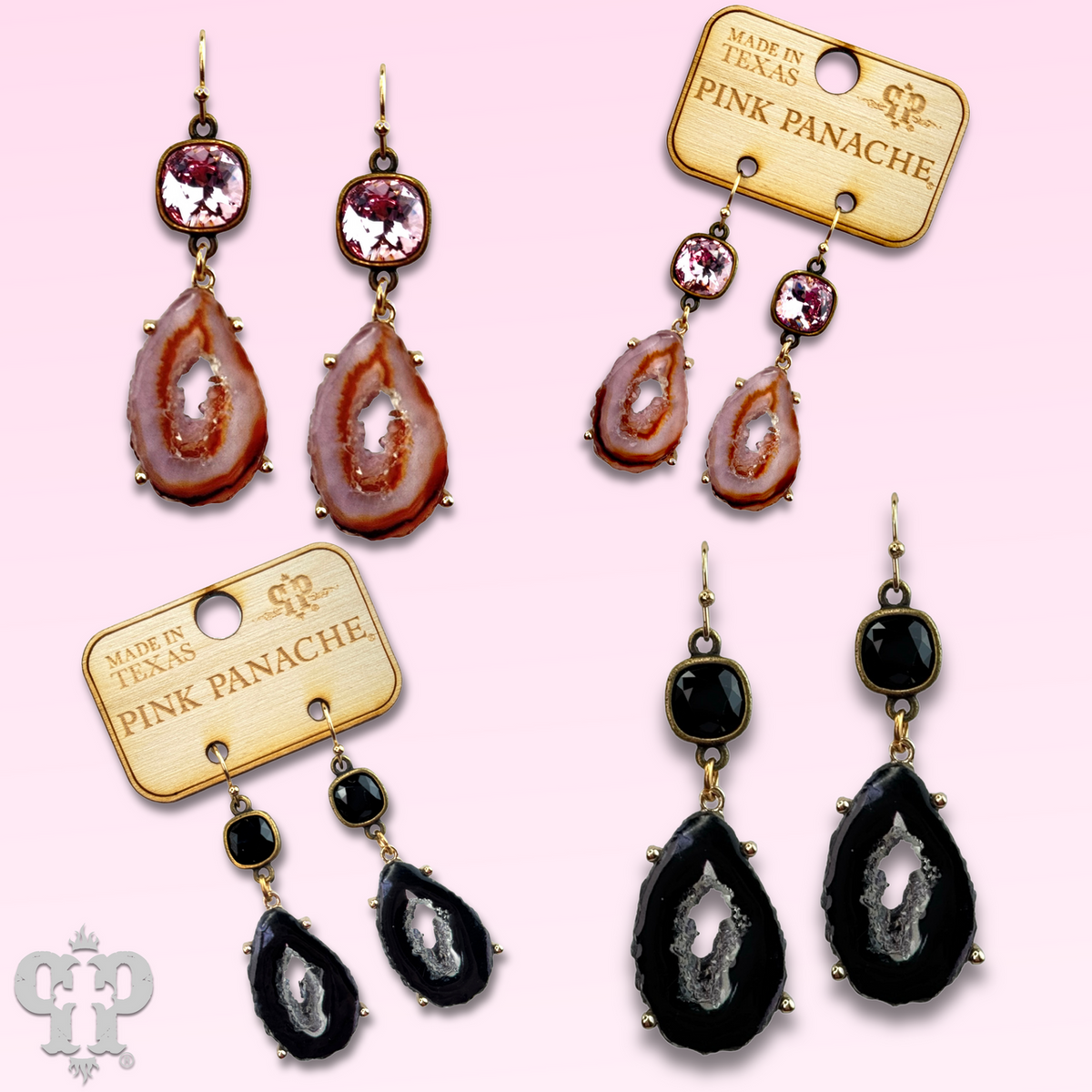 Druzy earring with Austrian crystal - LC
