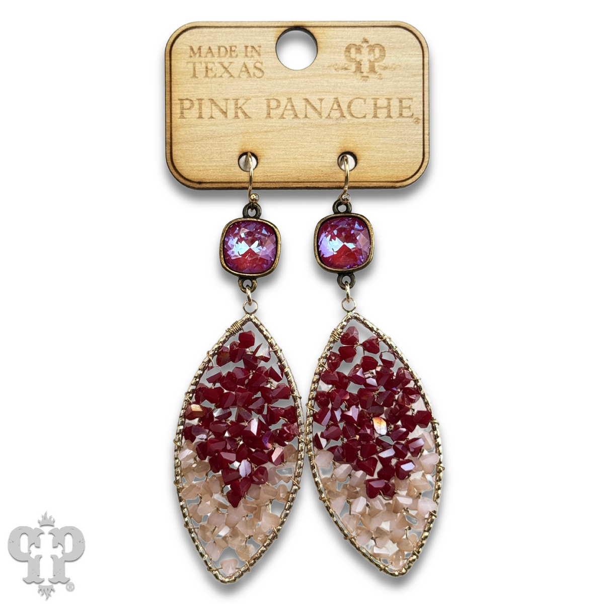 Bead woven diamond shape earring with Austrian crystal