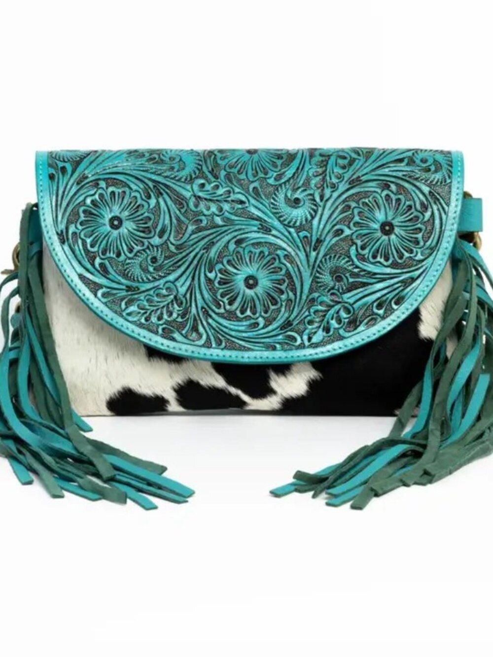 Turquoise Tooled Cowhide Crossbody