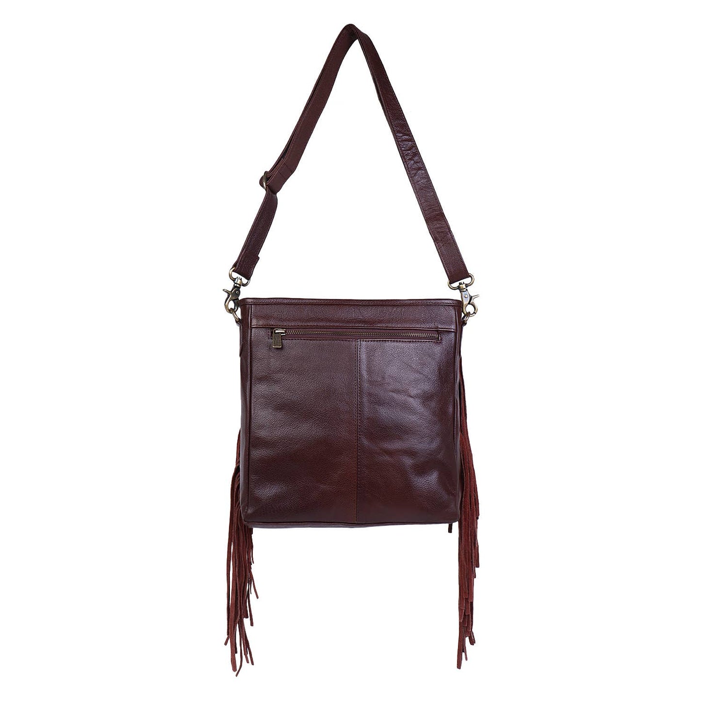 Leather Suede Fringed Crossbody Bag