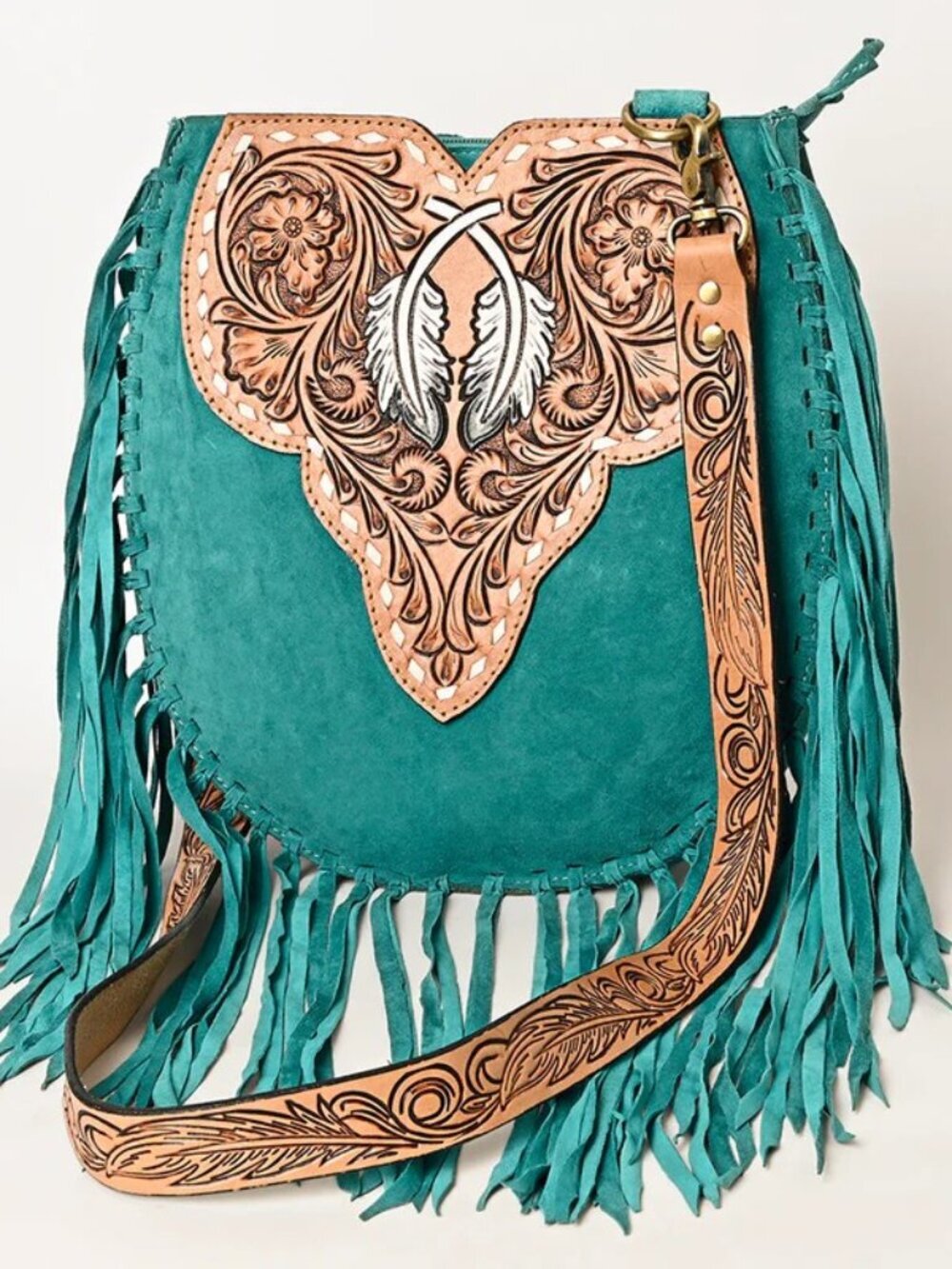 American Darling Turquoise Fringe Western Crossbody