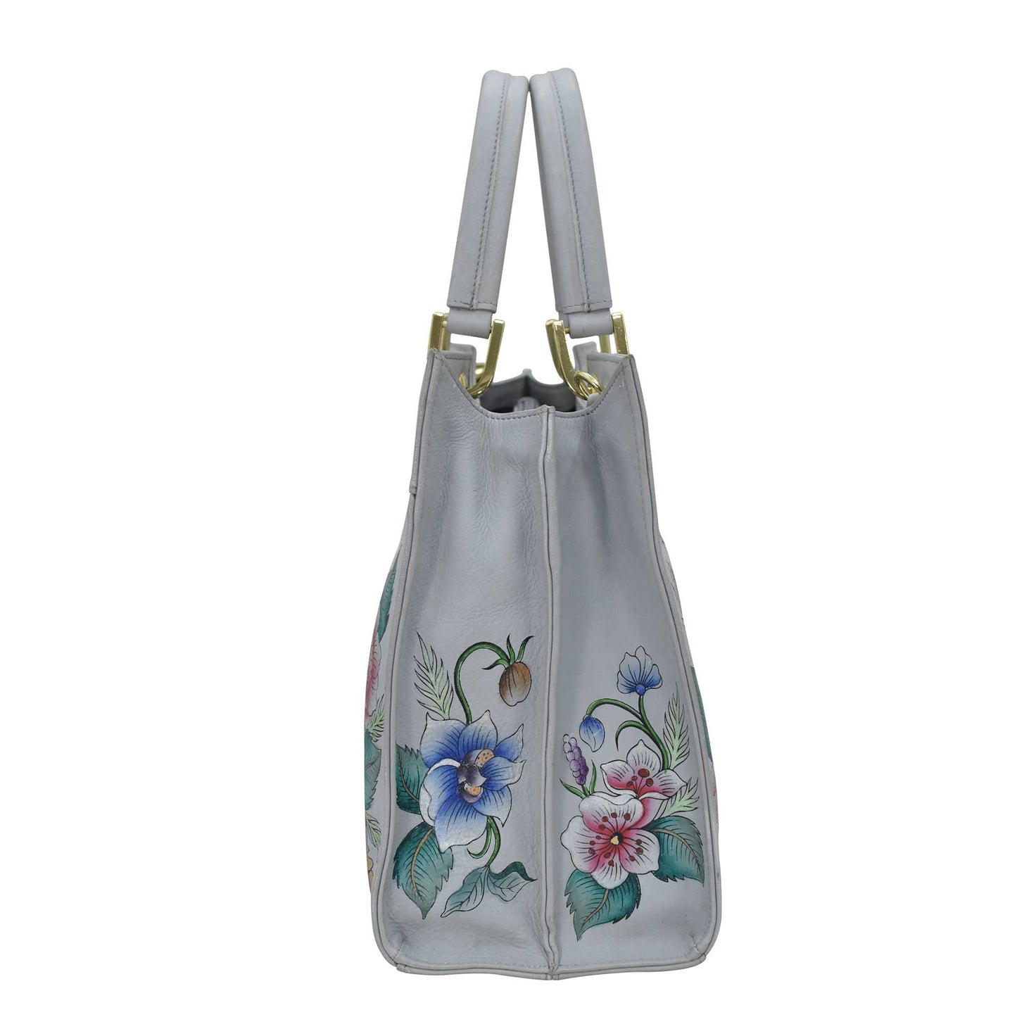 Anuschka Hand-Painted Leather Medium Satchel - 697 with floral design