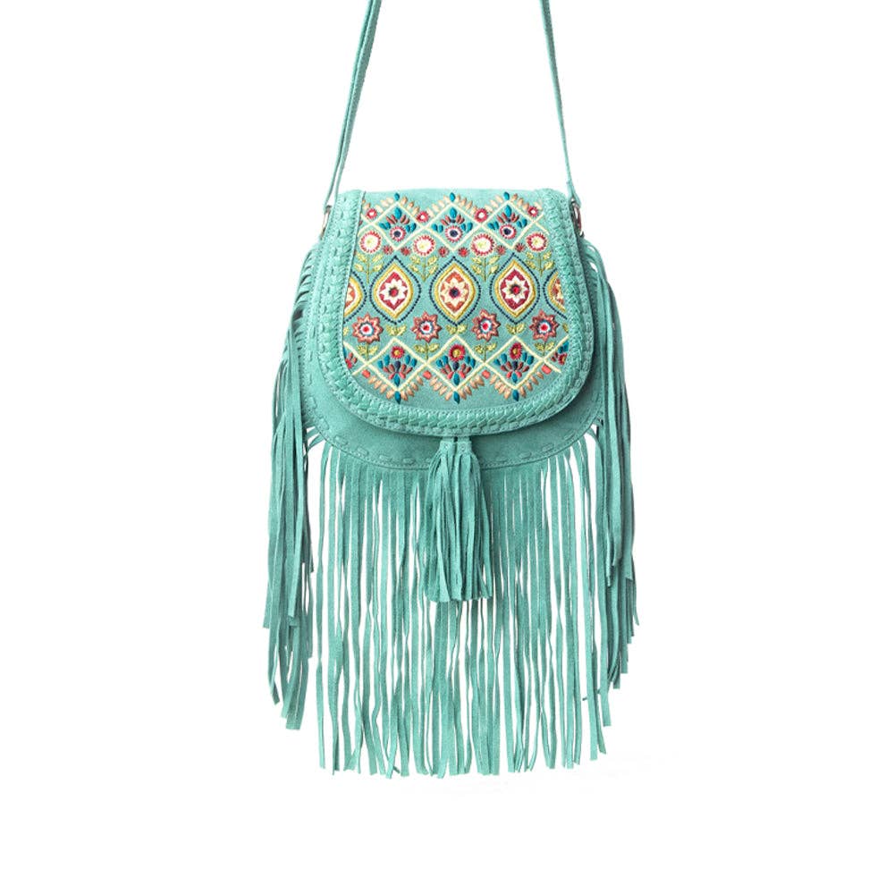 Mojave Meadow Leather Bag- Turquoise