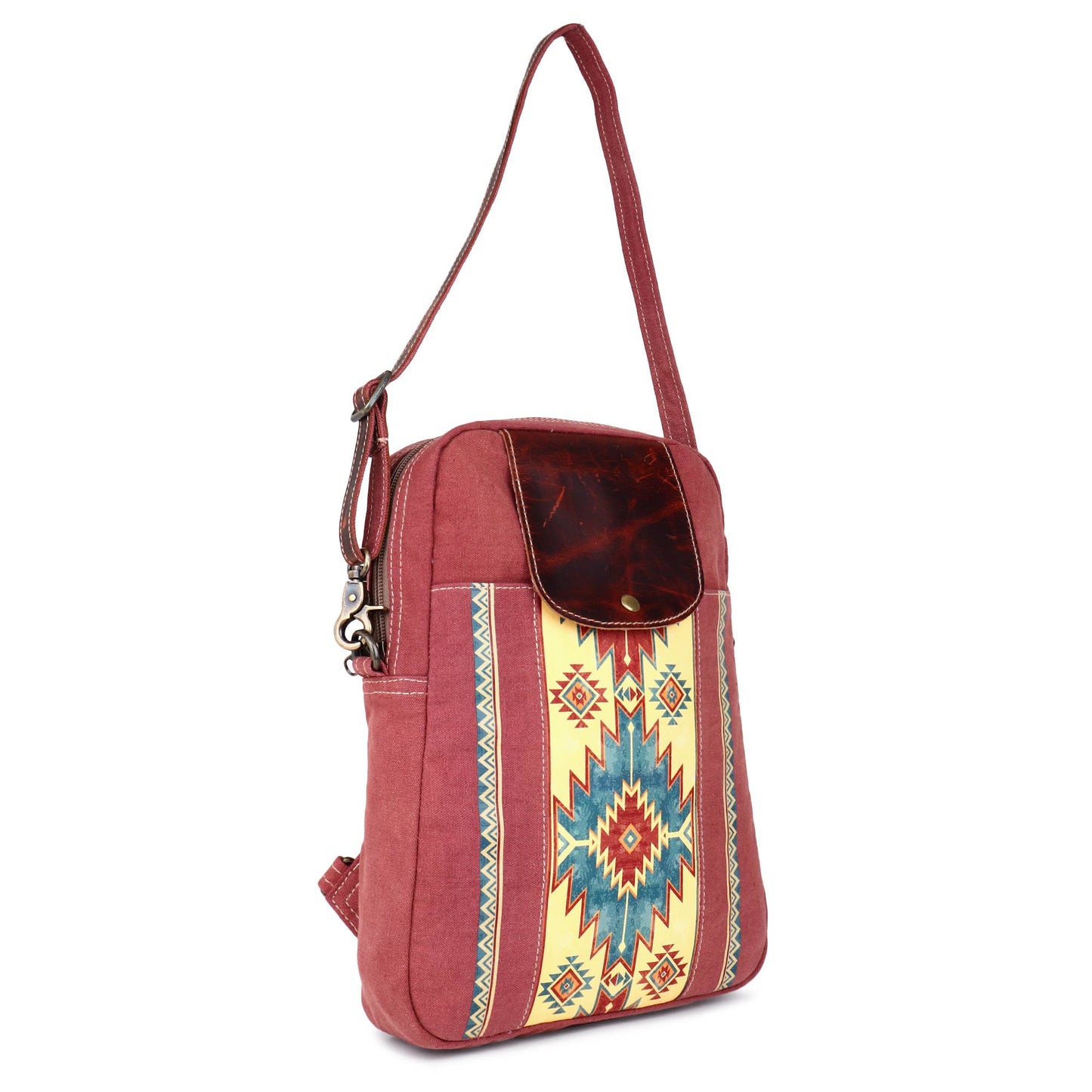 Canvas & Leather Women's Backpack - Redwood/Moonstone