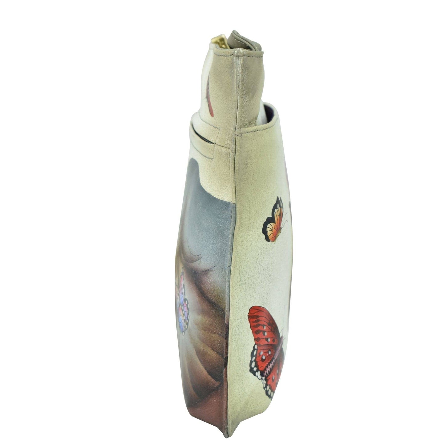 Anuschka Hand-Painted Leather Slim Crossbody With Front Zip - 452- Elephant
