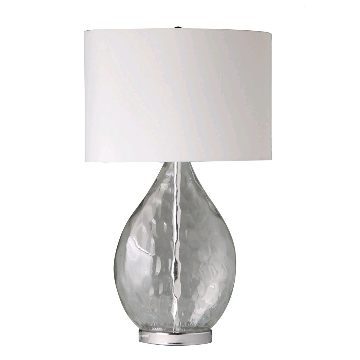American Neoclassical Chinese Waterdrop-Textured Flat Glass Table Lamp
