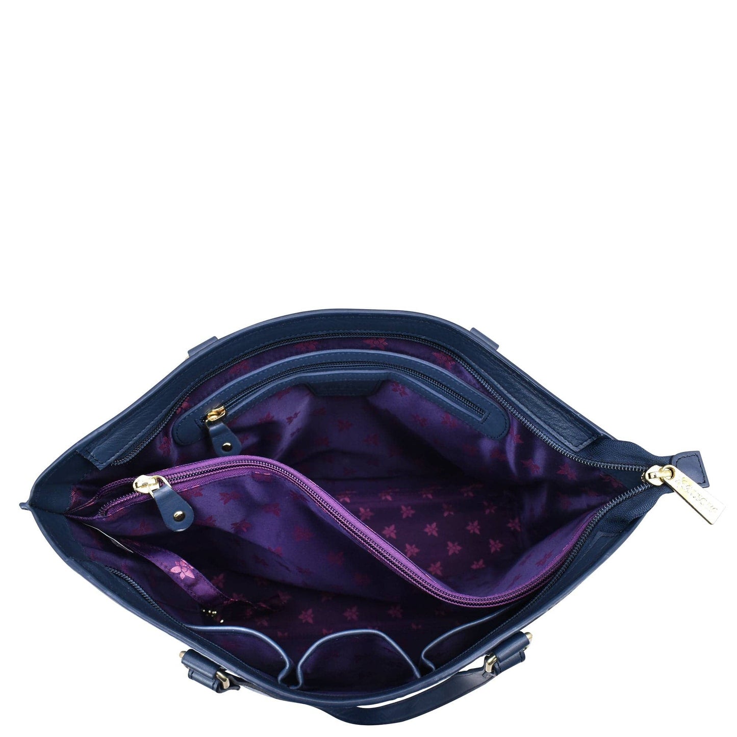 Anuschka Large Zip Top Tote - 698 -navy croc embossed