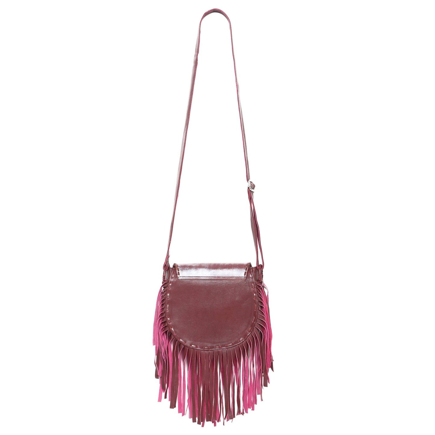 Antheia Fringe Bag Metallic Burgundy
