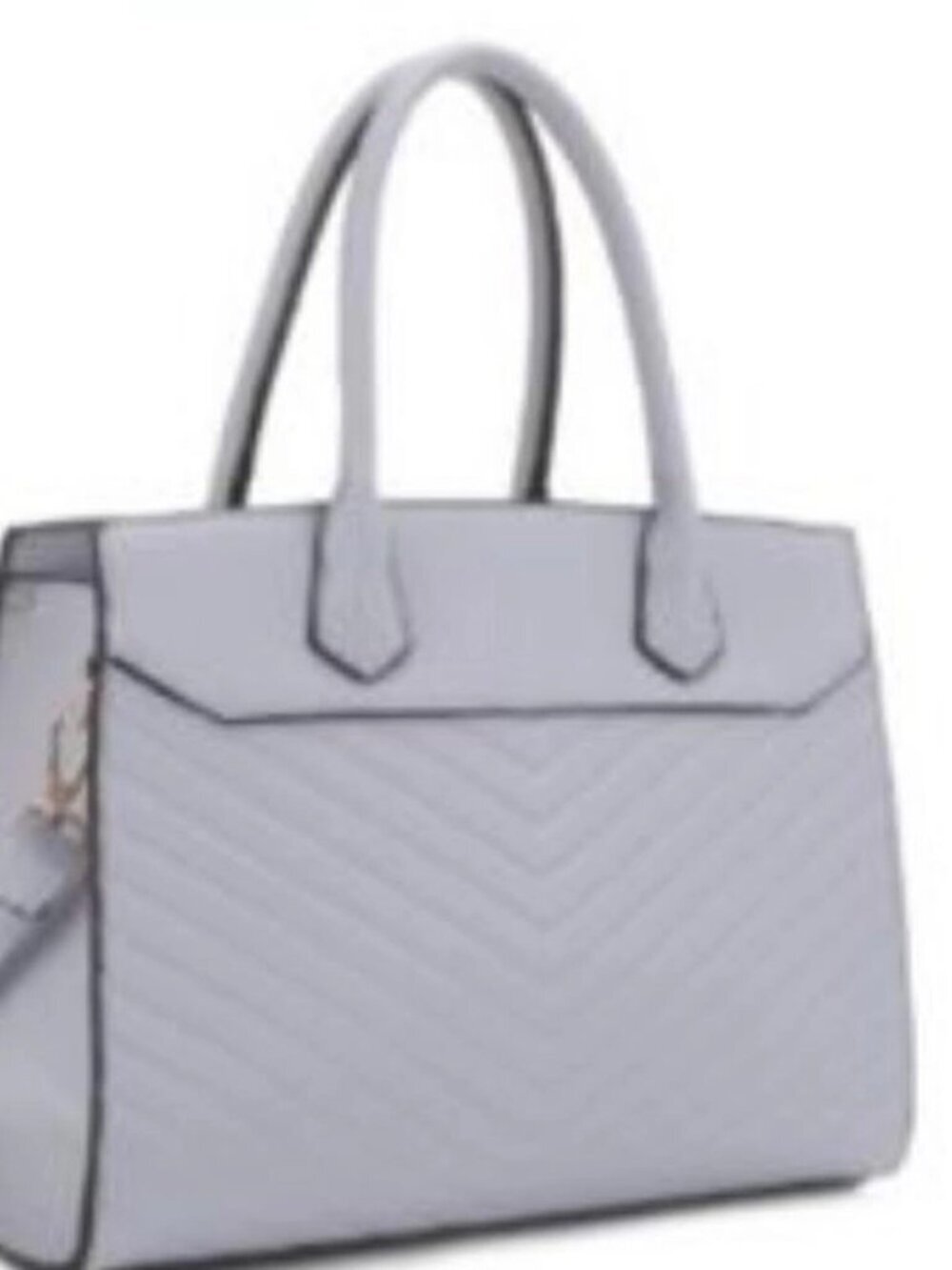 Dusty Blue Quilted Chevron Satchel
