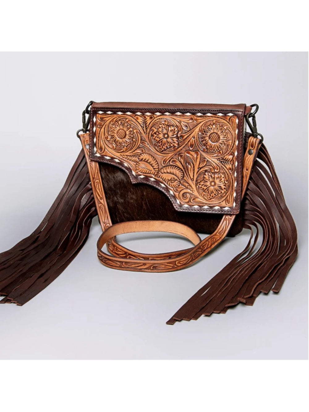 American Darling Western Side Tooled Fringe Crossbody