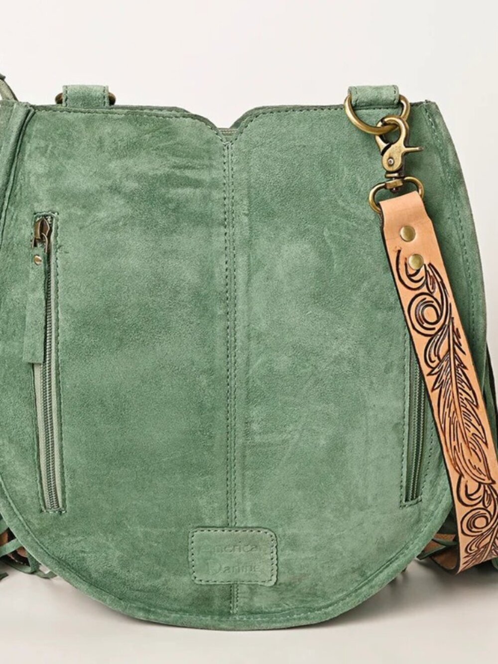 American Darling Sagebrush Boho Fringe Feather Crossbody Bag