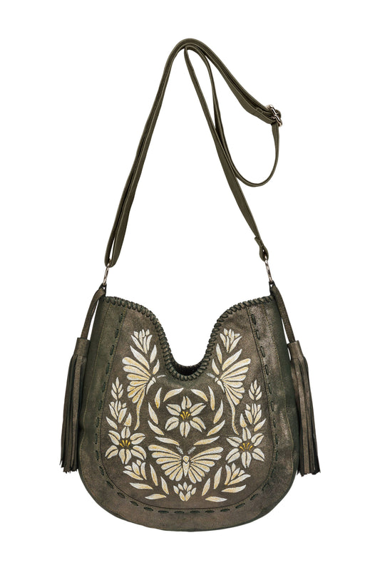Luna Embroidery Bag Metallic Olive