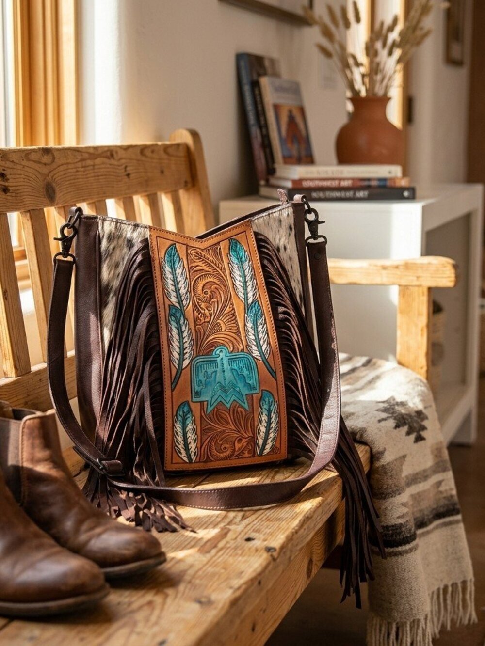 American Darling Southwest Fringe Leather Crossbody