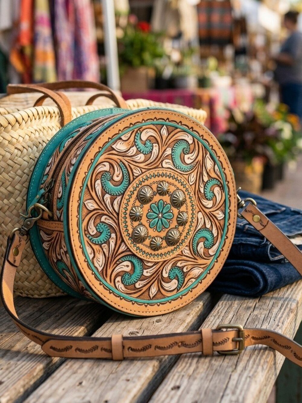 American Darling Turquoise Heritage Round Crossbody
