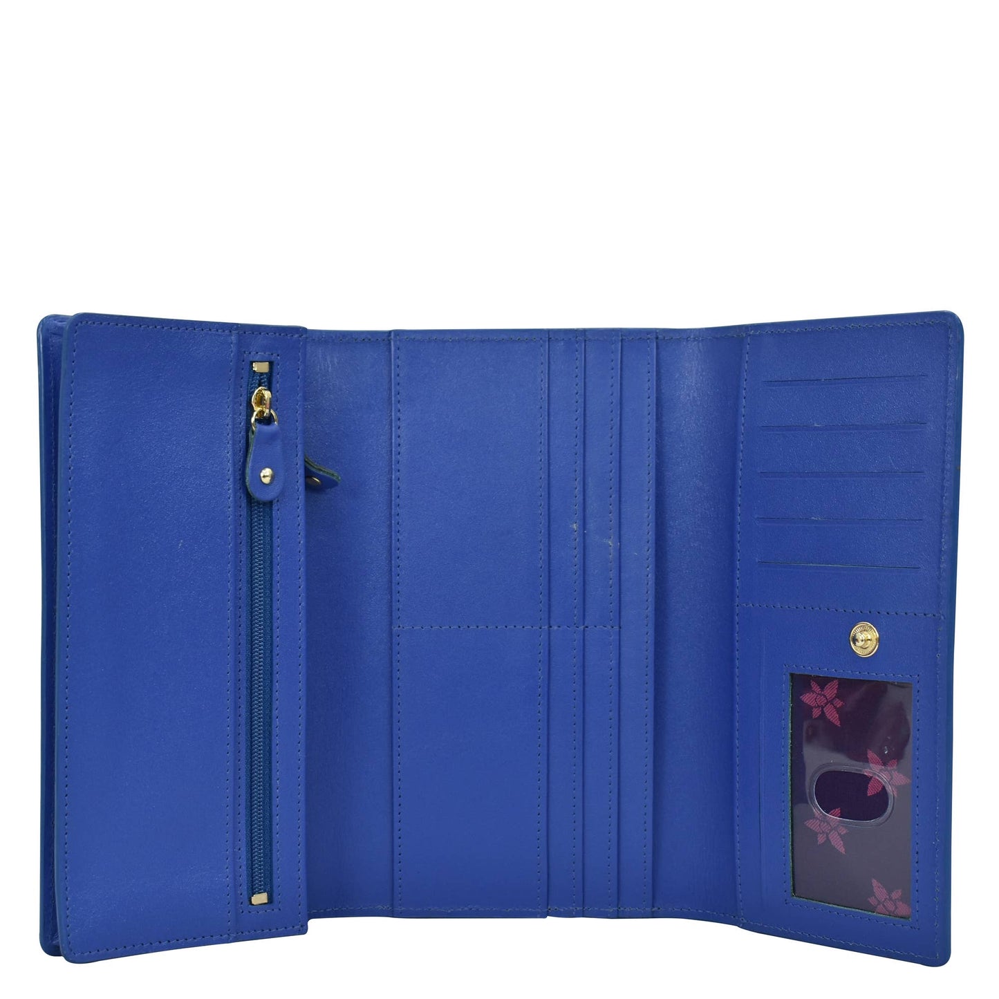 Anuschka Croc Embossed Leather Three Fold Wallet - 1150-teal