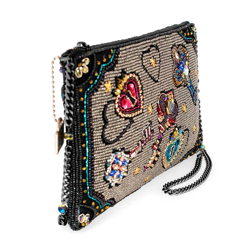 Mary Frances Unlocked Magic Beaded Keys & Hearts Mini Crossbody Handbag